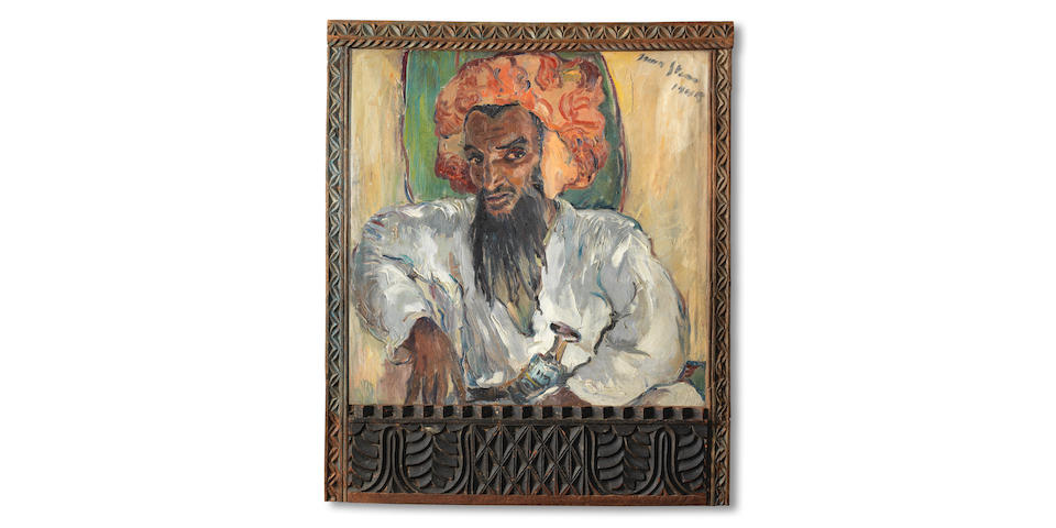 Irma Stern (South African, 1894-1966) "Arab with Dagger" (within original artist's Zanzibar frame.)