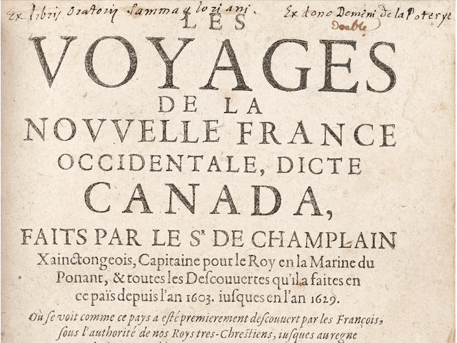 CHAMPLAIN (SAMUEL DE) Les Voyages de la Nouvelle France occidentale, dicte Canada, FIRST COMPLETE EDITION, Paris, Claude Collet, 1632