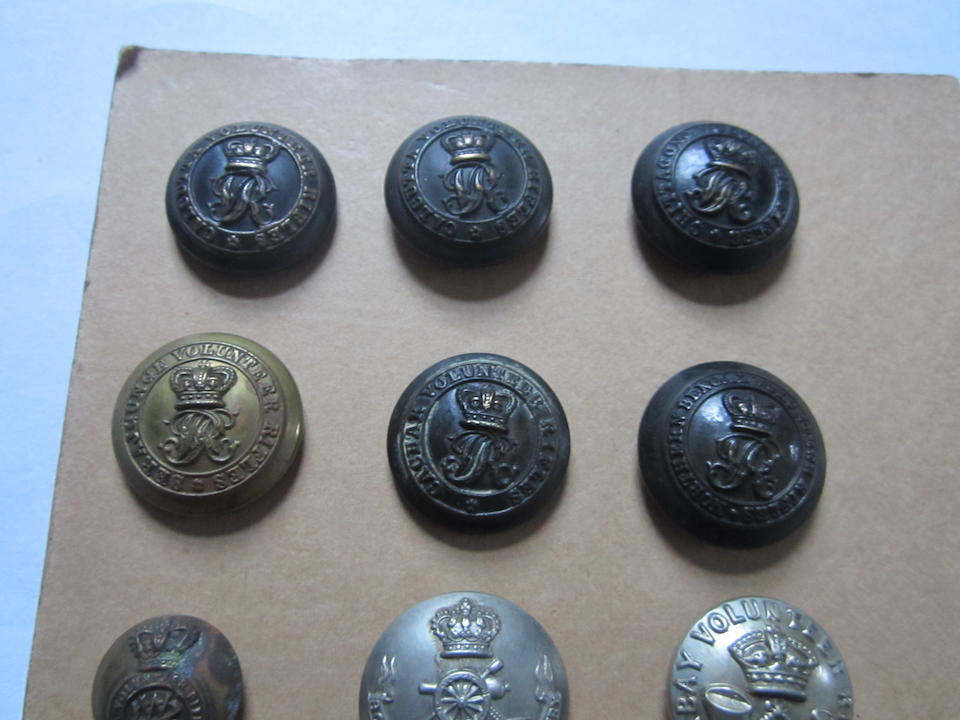 Indian Army Volunteer Buttons Victorian Period,