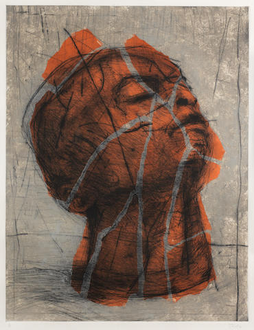 William Joseph Kentridge (South African, born 1955) Orange head 103 x 79cm (40 9/16 x 31 1/8in) plate size.