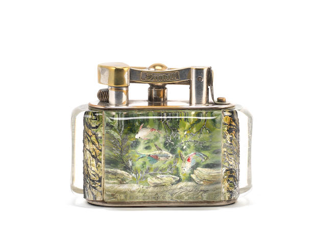 DUNHILL:  an electroplated and lucite aquarium table lighter