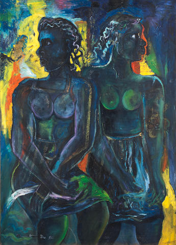 Geoffrey Ernest Katantazi Mukasa (Ugandan, 1954-2009) Contrapposto in blue