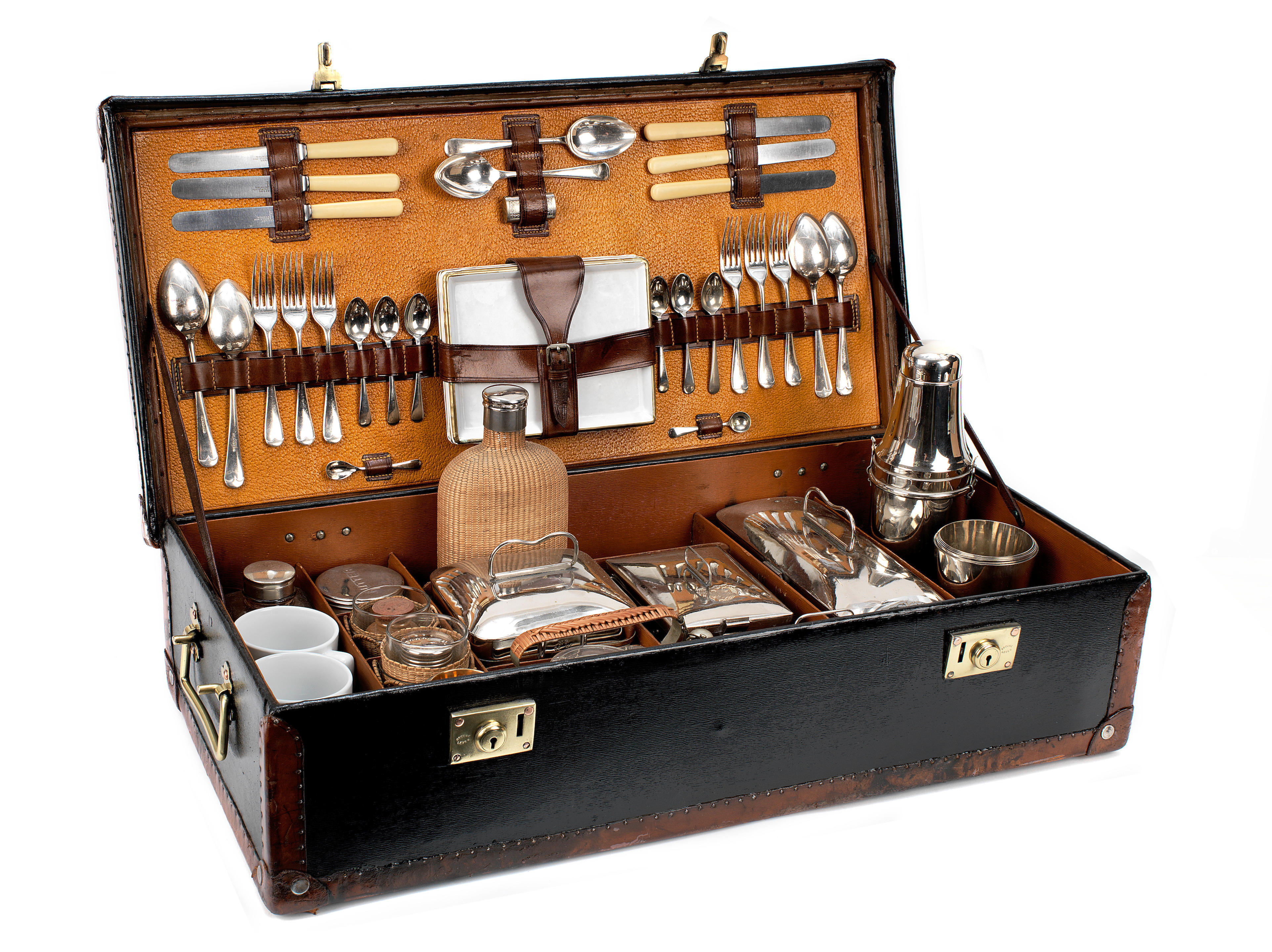 A cased picnic set for six persons by G W Scott & Sons, circa 1909,