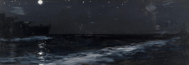 Montague Dawson (British, 1890-1973) Ships at night