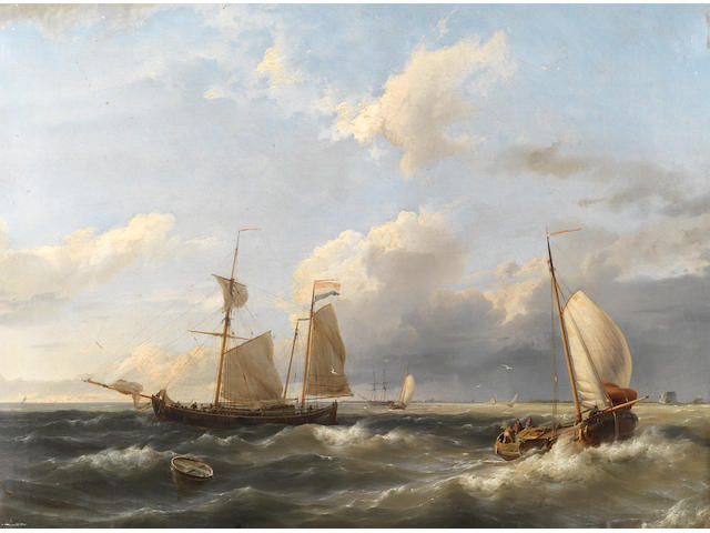Follower of Hermanus Koekkoek the elder  (Dutch, 1815-1882) Dutch shipping scene