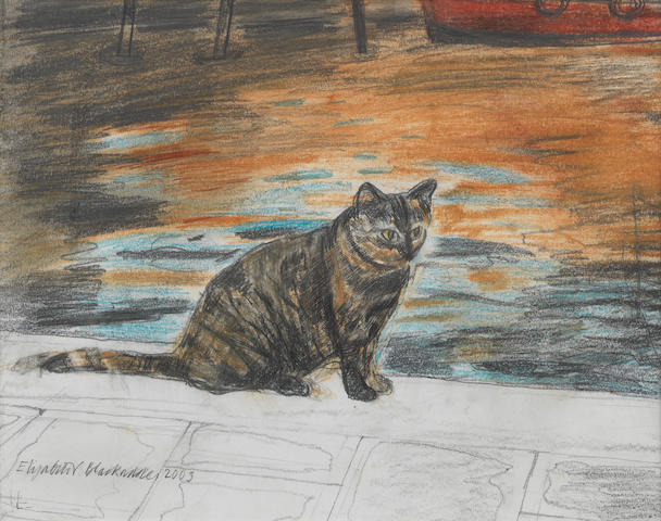 Dame Elizabeth Blackadder OBE RA RSA RSW RGI DLitt (British, born 1931) Burano Cat, 2003 24 x 30 cm. (9 7/16 x 11 13/16 in.)