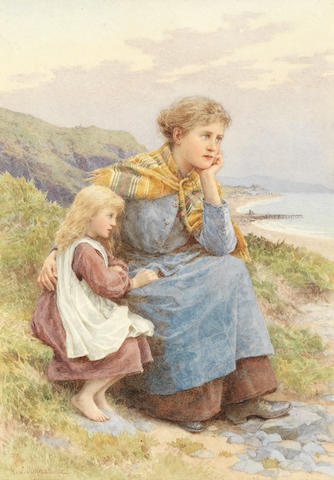 Henry James Johnstone (1835-1907) Mother and daughter on the cliff tops