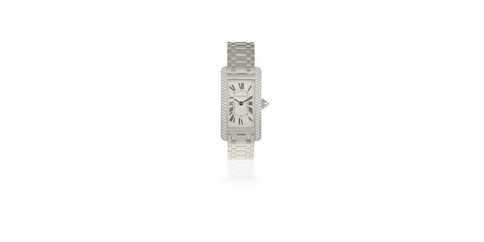 Cartier. A lady's 18K white gold and diamond set quartz rectangular bracelet watch  Tank Am&#233;ricaine, Ref: 2489, Purchased 30th September 2004