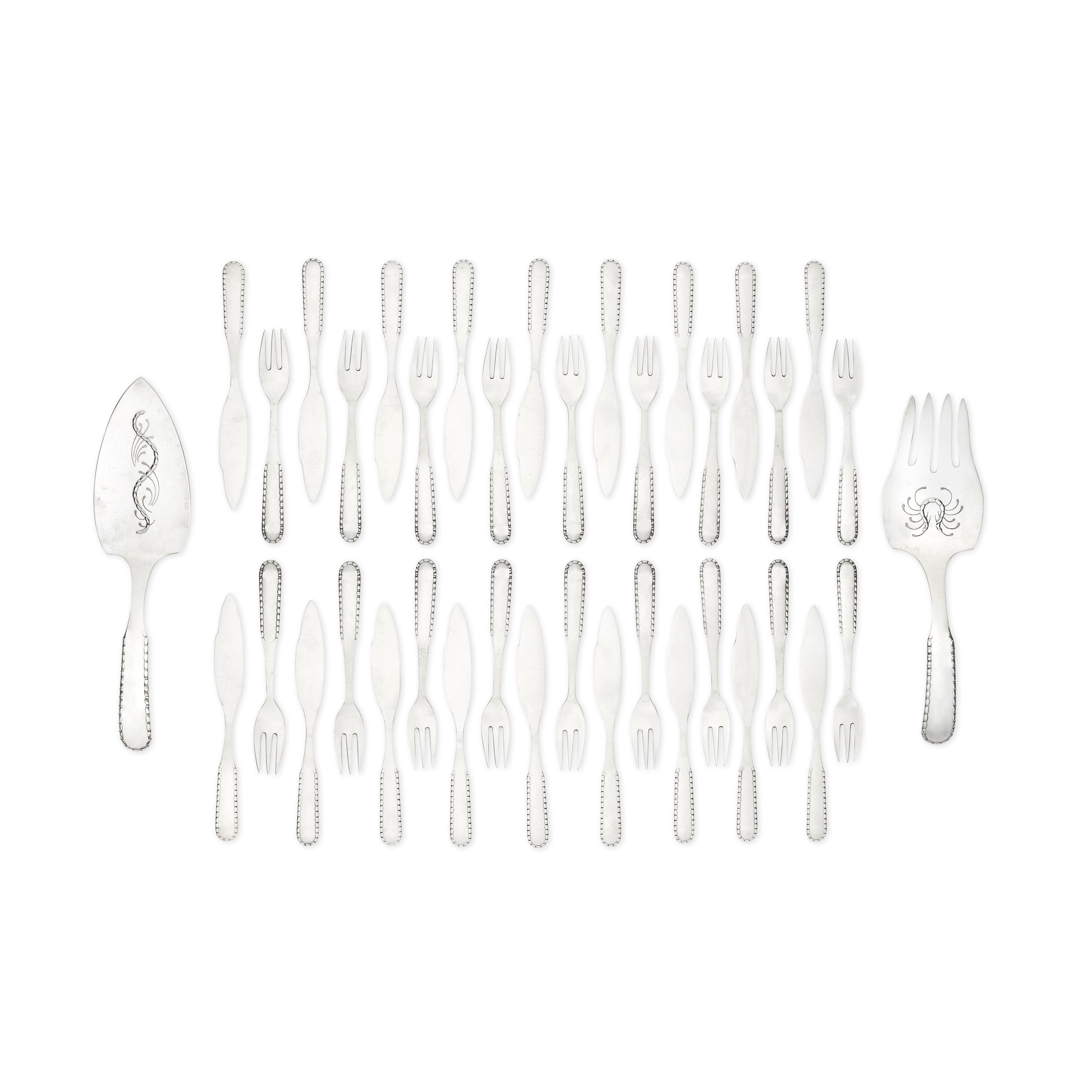 Bonhams : Georg Jensen 'Rope' (Perle), flatware fish service for ...