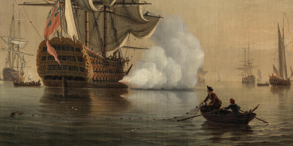 Samuel Scott (London 1702-1772 Bath) Shipping in a calm sea