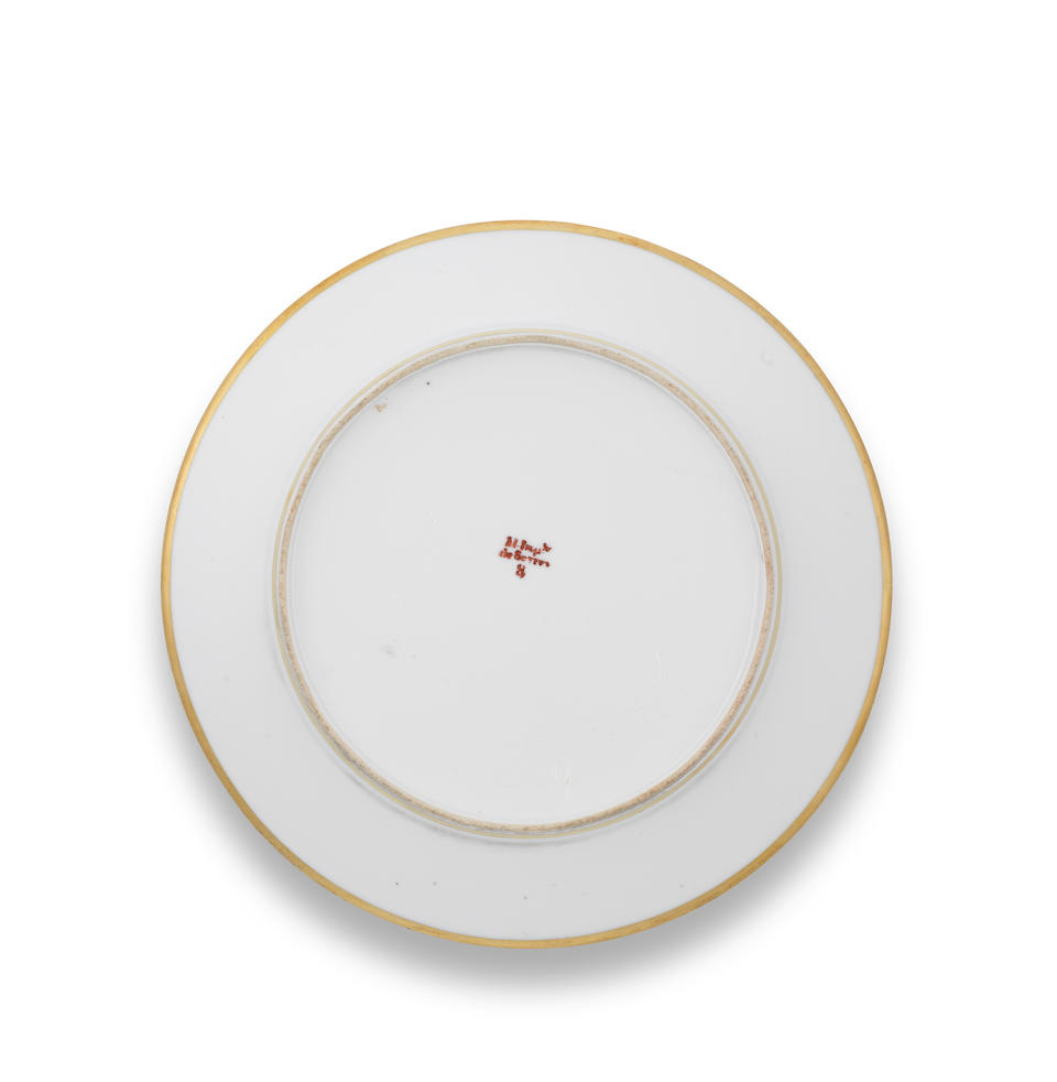 Twelve S&#232;vres plates from the 'Service de dessert Marly Rouge' for the Emperor Napoleon, circa 1809