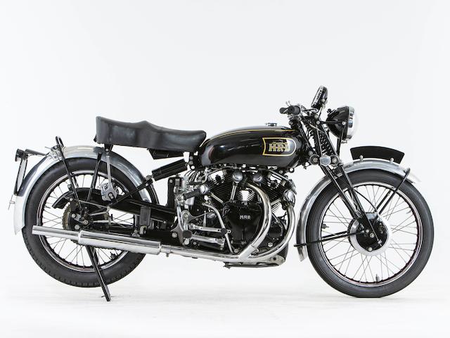 Offered from the National Motorcycle Museum Collection, 1949 Vincent-HRD 998cc Series-B Black Shadow  Frame no. R3588B Rear Frame No. R3588B Engine no. F10AB/1B/1688 Crankcase Mating No. Q7/Q7