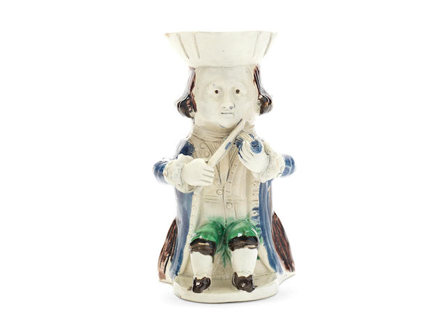 A very rare 'Fiddler' Toby Jug from the 'Midshipman Family', circa 1785