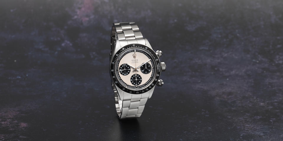 Rolex. A fine and rare stainless steel manual wind chronograph bracelet watch with exotic Paul Newman panda dial  Cosmograph Daytona 'Paul Newman', Ref: 6263, Circa 1970
