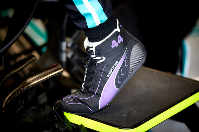 Shuraba In detail Betsy Trotwood Bonhams : A pair of Lewis Hamilton's Speedcat Pro race boots worn over the  2020 Imola GP race weekend,