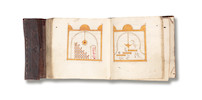 Thumbnail of Al-Jazuli, Dala'il al-Khayrat wa shawariq al-anwar, prayers, with two coloured diagrams of the Tomb of the Prophet and the Mihrab in the Mosque of the Prophet at Medina North Africa, probably Morocco, 19th Century image 1