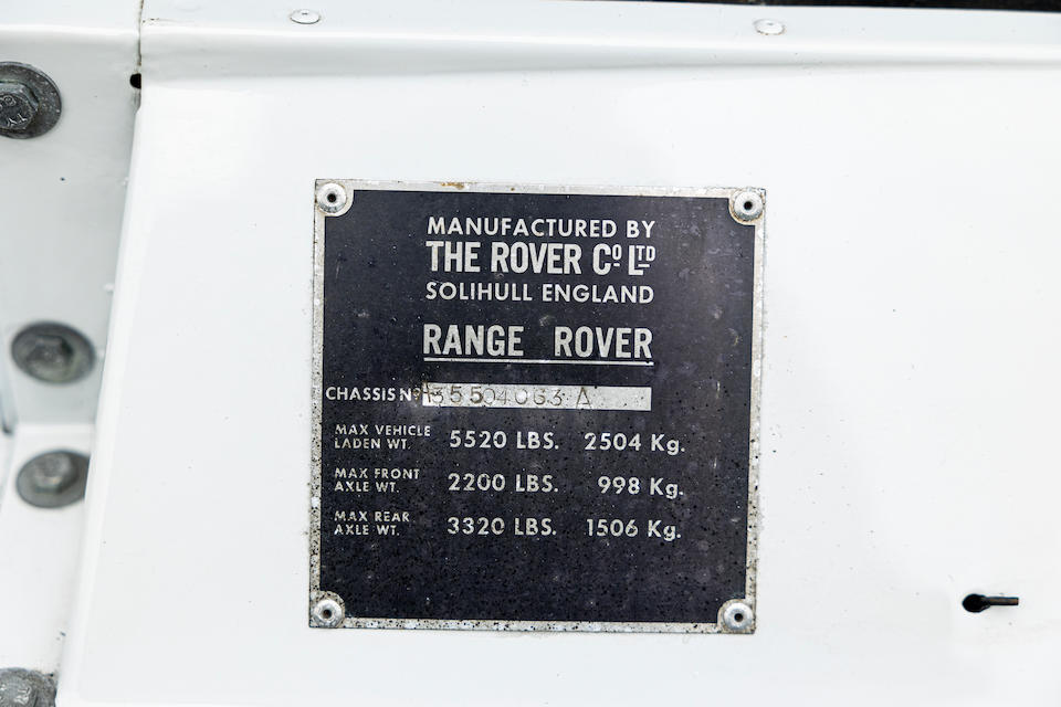 1972 Range Rover 4x4 Shooting Brake  Chassis no. 355-04063A