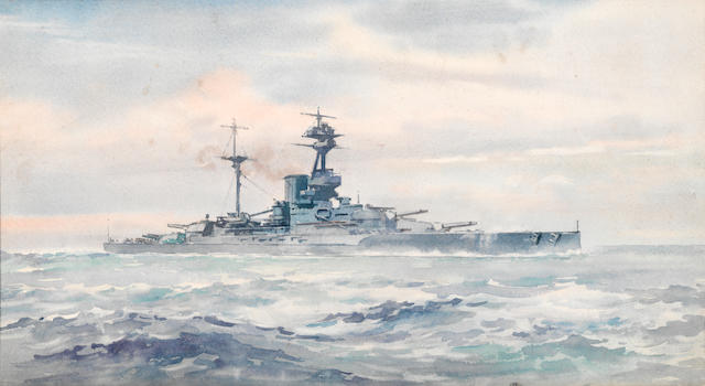 Frank Watson Wood (British, 1862-1953) HMS Royal Sovereign