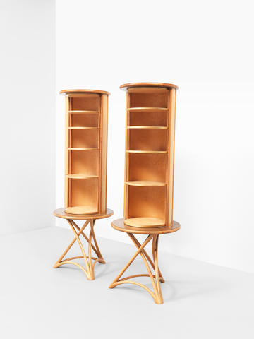 John Makepeace OBE Unique pair of cylindrical and rotating cabinets, designed for a private commission, London, 1985-1986