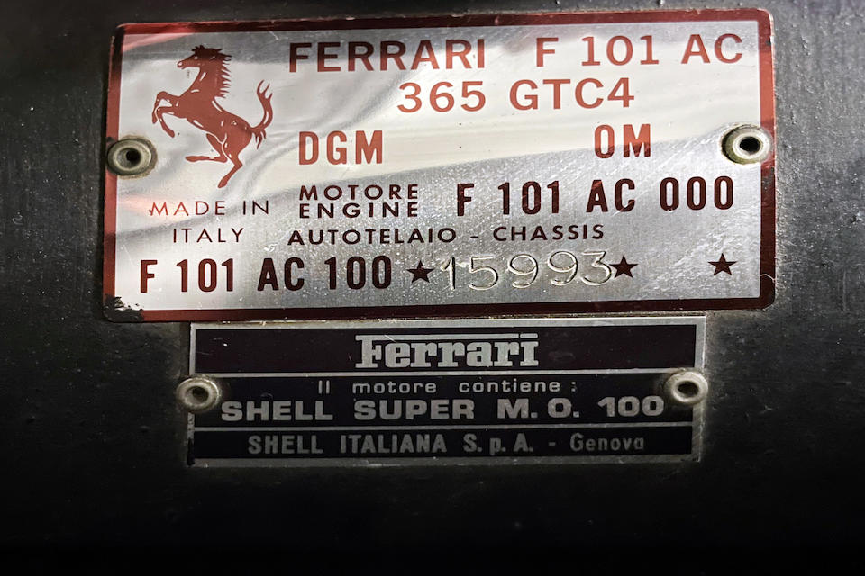 1972 Ferrari 365 GTC/4 Coup&#233;  Chassis no. 15993 Engine no. F101 AC N. 221