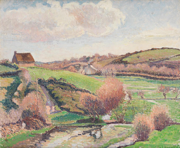 Lucien Pissarro (British, 1863-1944) Swampy Meadows, Riec 54 x 65 cm. (21 1/4 x 25 5/8 in.)  (Painted in 1910)