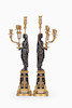 Thumbnail of A pair of fine and impressive Empire 'Retour D'Egypt' gilt and patinated bronze seven light figural candelabra Possibly attributable to Pierre-Philippe Thomire, early 19th century (2) image 13