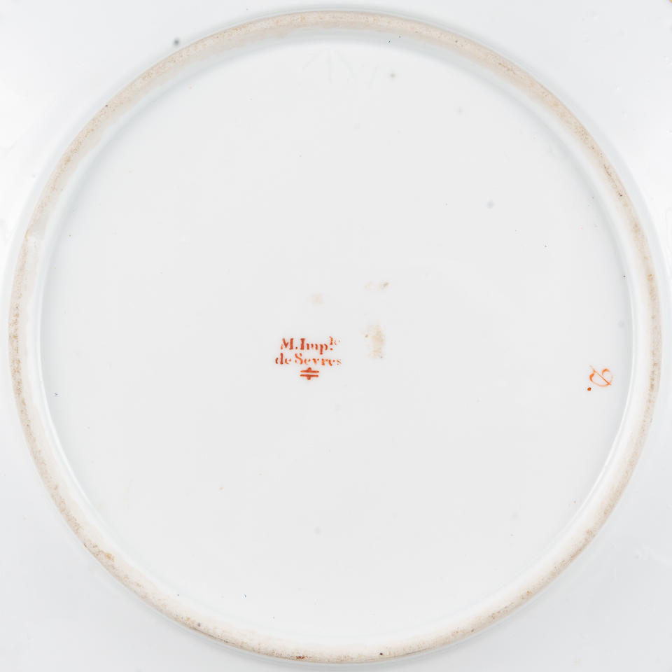 A S&#232;vres plate from the 'service du palais imp&#233;rial de Bordeaux' for Napoleon I, circa 1808