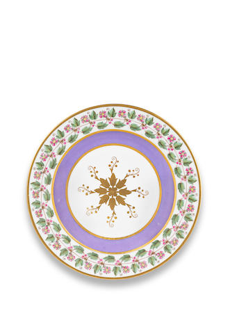 A S&#232;vres plate from the 'service du palais imp&#233;rial de Bordeaux' for Napoleon I, circa 1808