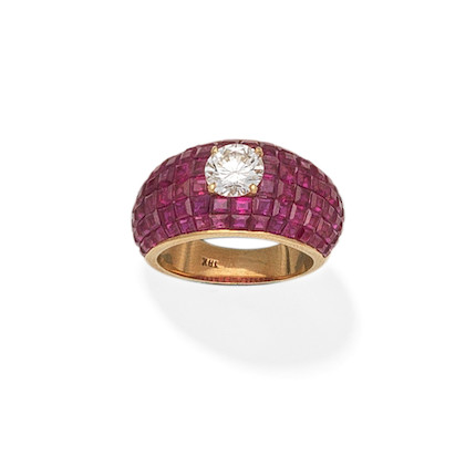 DIAMOND AND RUBY RING image 1