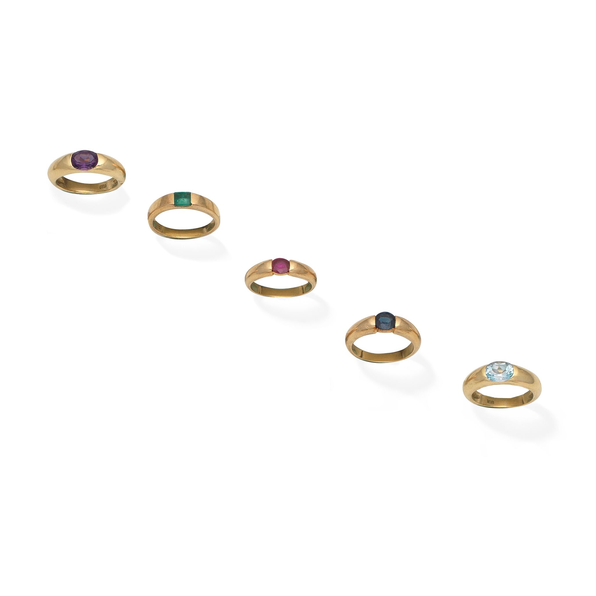 FIVE GEM-SET RINGS (5)