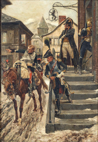 Richard Caton Woodville Jr. (British, 1856-1927) French Napoleonic soldiers receiving intelligence