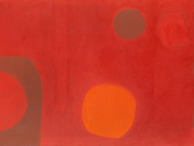 Patrick Heron (British, 1920-1999) Soft Discs in Red : September 1962 76.2 x 121.9 cm. (30 x 48 in.) (unframed)