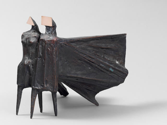 Lynn Chadwick R.A. (British, 1914-2003) Cloaked Couple III 25.7 cm. (10 1/8 in.) high (Conceived in 1977)