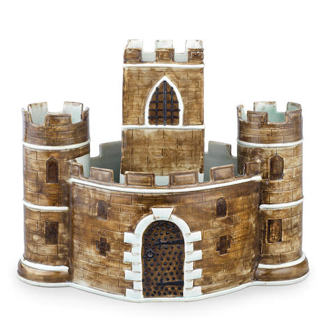 A rare and large Staffordshire pearlware model of a castle, circa 1800
