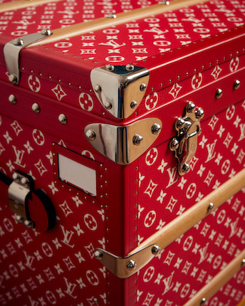 Louis Vuitton x Supreme A Limited Edition Red And White Monogram Malle Courrier 90 Trunk, 2019 (includes padlock, keys and cloche) image 3