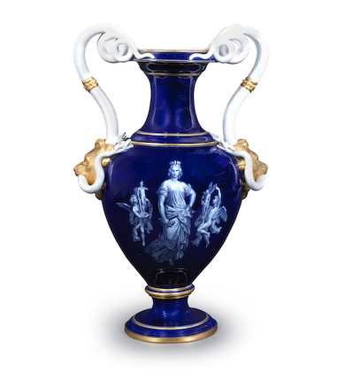 A very large Meissen 'Limoges enamel' style vase, circa 1860 image 1