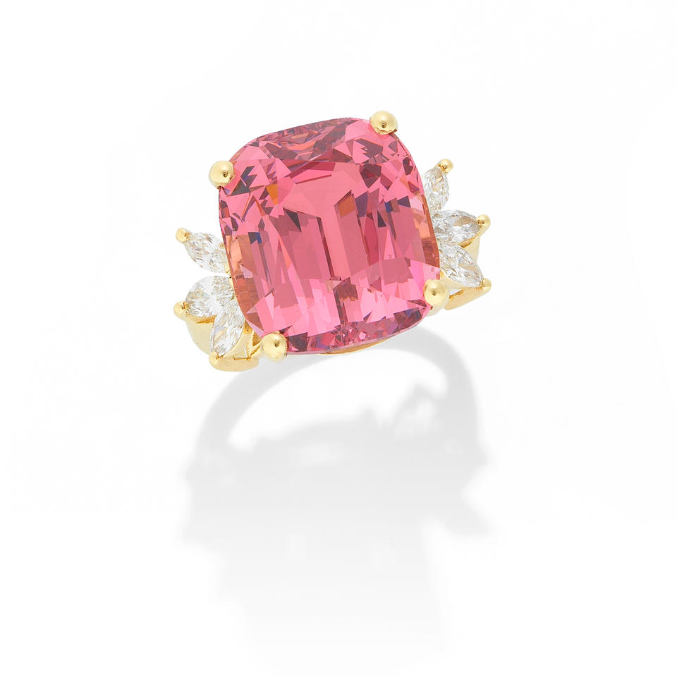 SPINEL AND DIAMOND RING