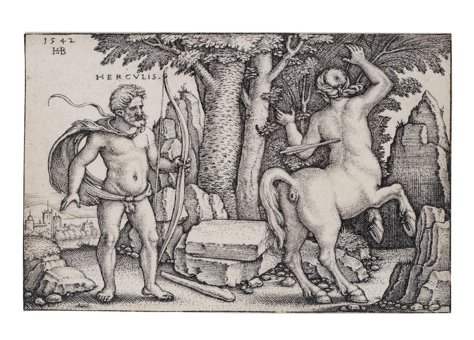 Hans Sebald  Beham  (1500-1550) The Labours of Hercules Seven engravings from the series of twelve, 1542-48, on laid paper,  good impressions, one later impression, one with small margins, otherwise trimmed to the borderline, in good condition Plate 55 x 80mm. (2 1/8 x 3 1/8in.)(and smaller) 7