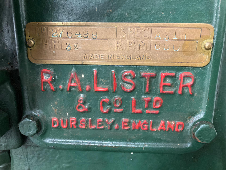 A Lister Junior 3&#189;HP stationary engine by R.A.Lister and Co. Ltd