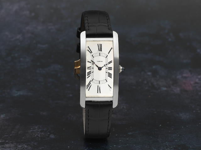 Cartier. An early, rare and large platinum manual wind rectangular wristwatch  Grande Tank Cintr&#233;e, Circa 1930