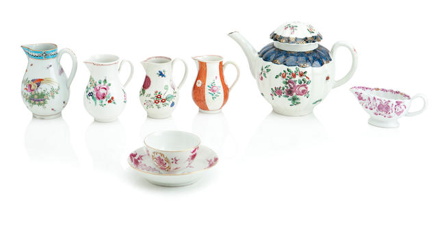 A COLLECTION OF ENGLISH POLYCHROME PORCELAIN 18th century