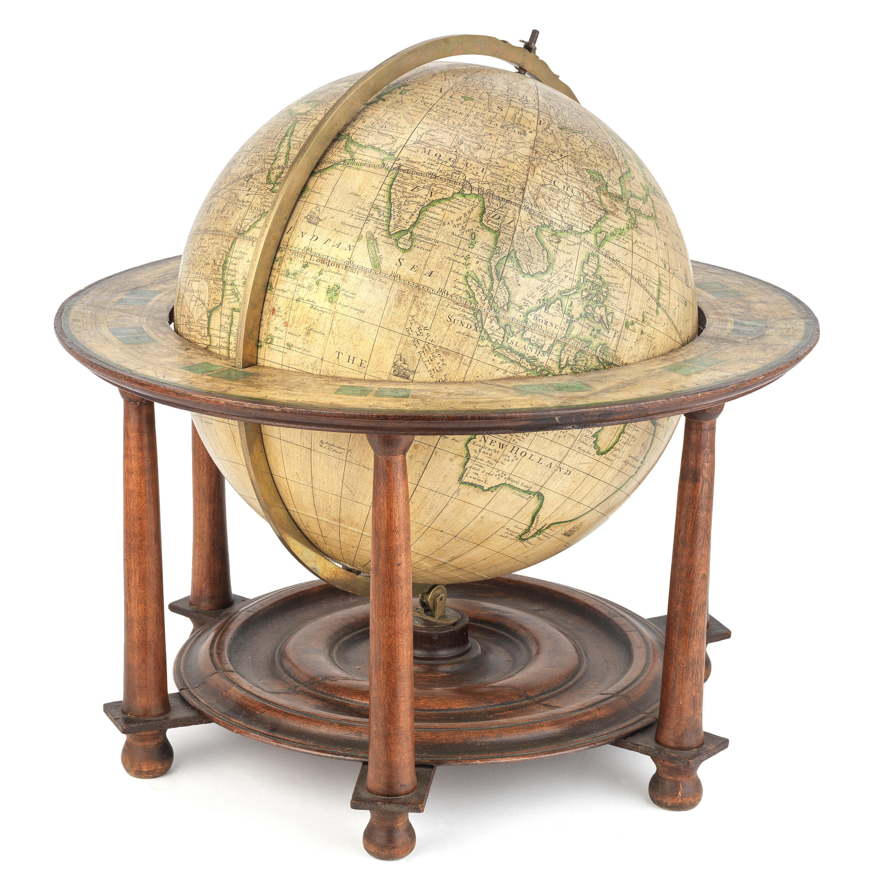 A 15-inch Leonard Cushee Terrestrial Table Globe, English, circa 1760,