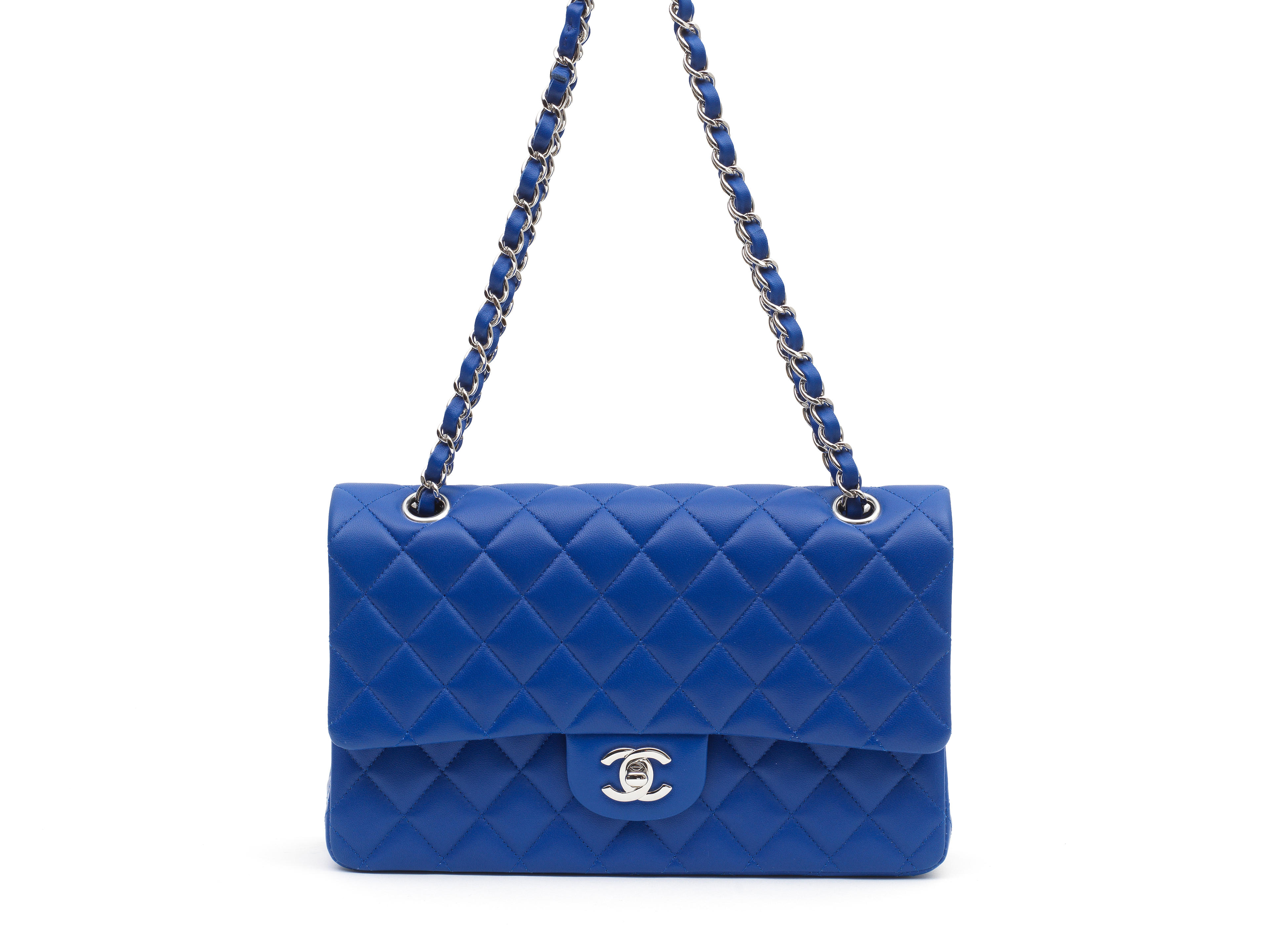 A ROYAL BLUE QUILTED LAMBSKIN CLASSIC DOUBLE FLAP Chanel, 2019 (includes serial sticker, authenticity card, felt protector, dust bag and box)