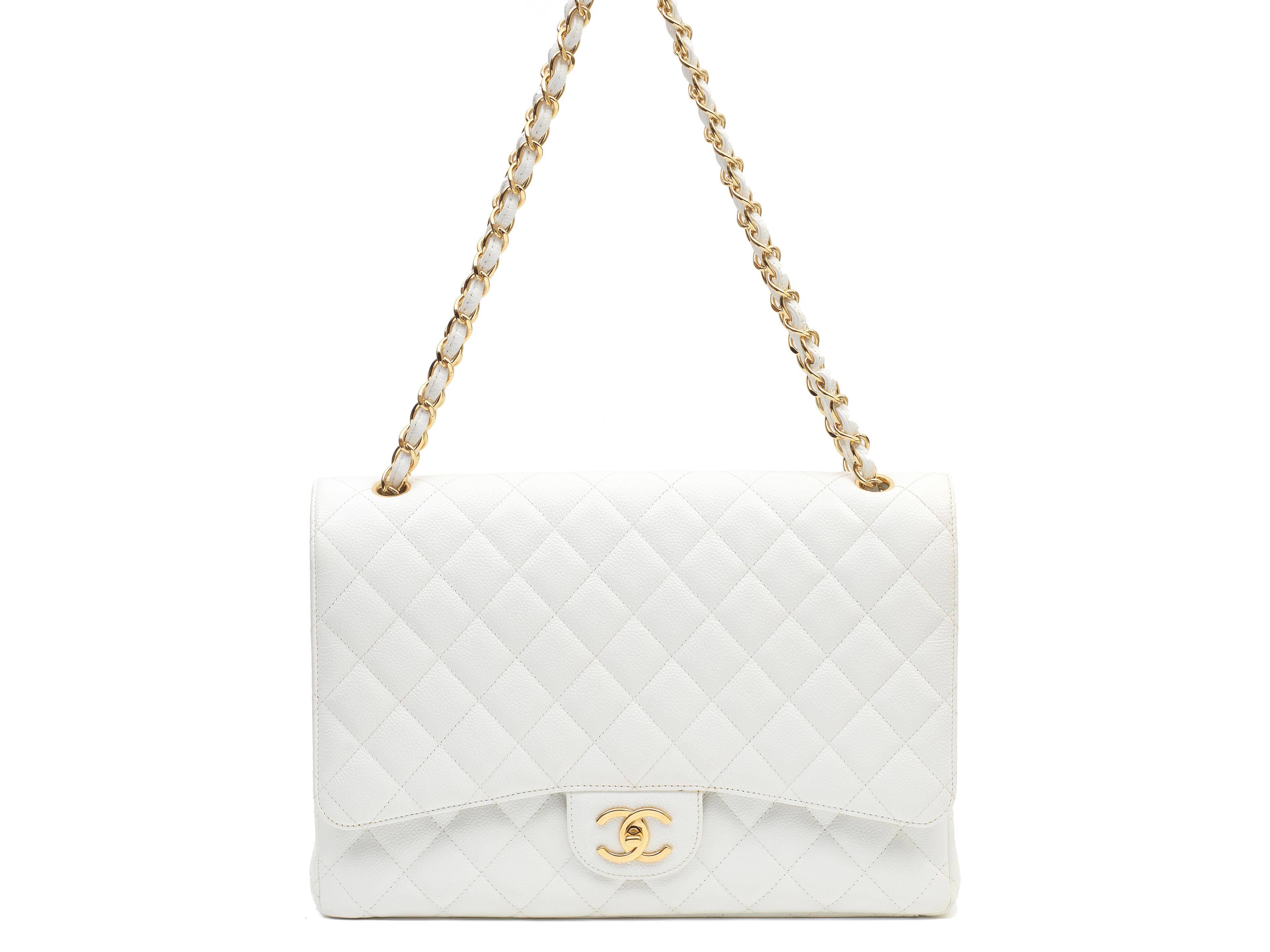 A WHITE CAVIAR MAXI DOUBLE FLAP BAG Chanel, 2011 (includes serial sticker and dust bag)