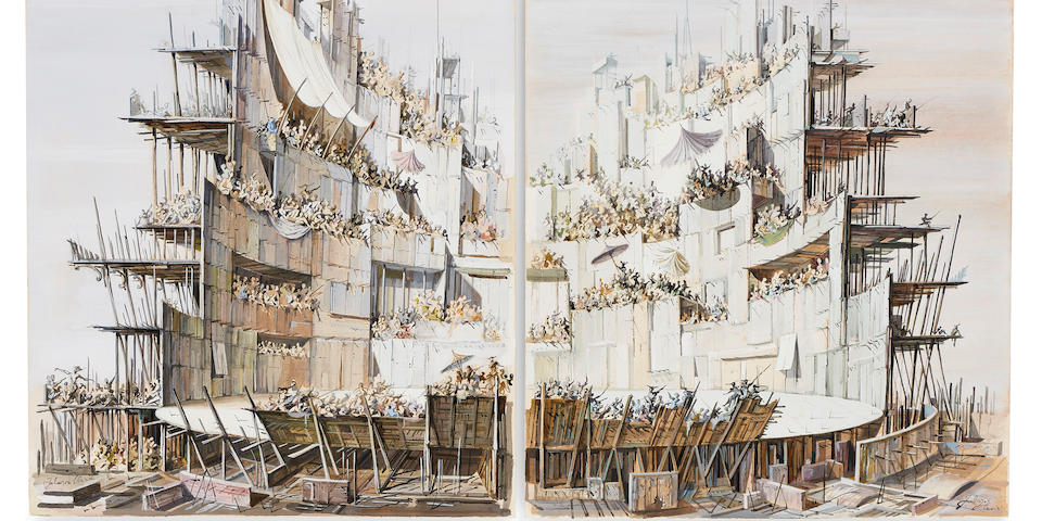 FABRIZIO CLERICI (1913-1993) Le grand théâtre 41 x 33.5cm (16 1/8 x 13 3/16in). each (Executed in 1947)