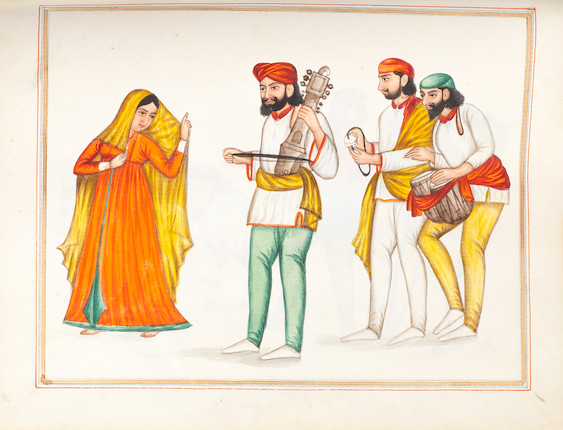 An album of sixty paintings depicting Sikh rulers, monuments, and tradespeople Punjab, probably Lahore, circa 1840-60 image 5
