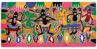 Thumbnail of George Lilanga di Nyama (Tanzanie, 1934-2005) Watu Wanakunywa Chai Hasubuhi image 1