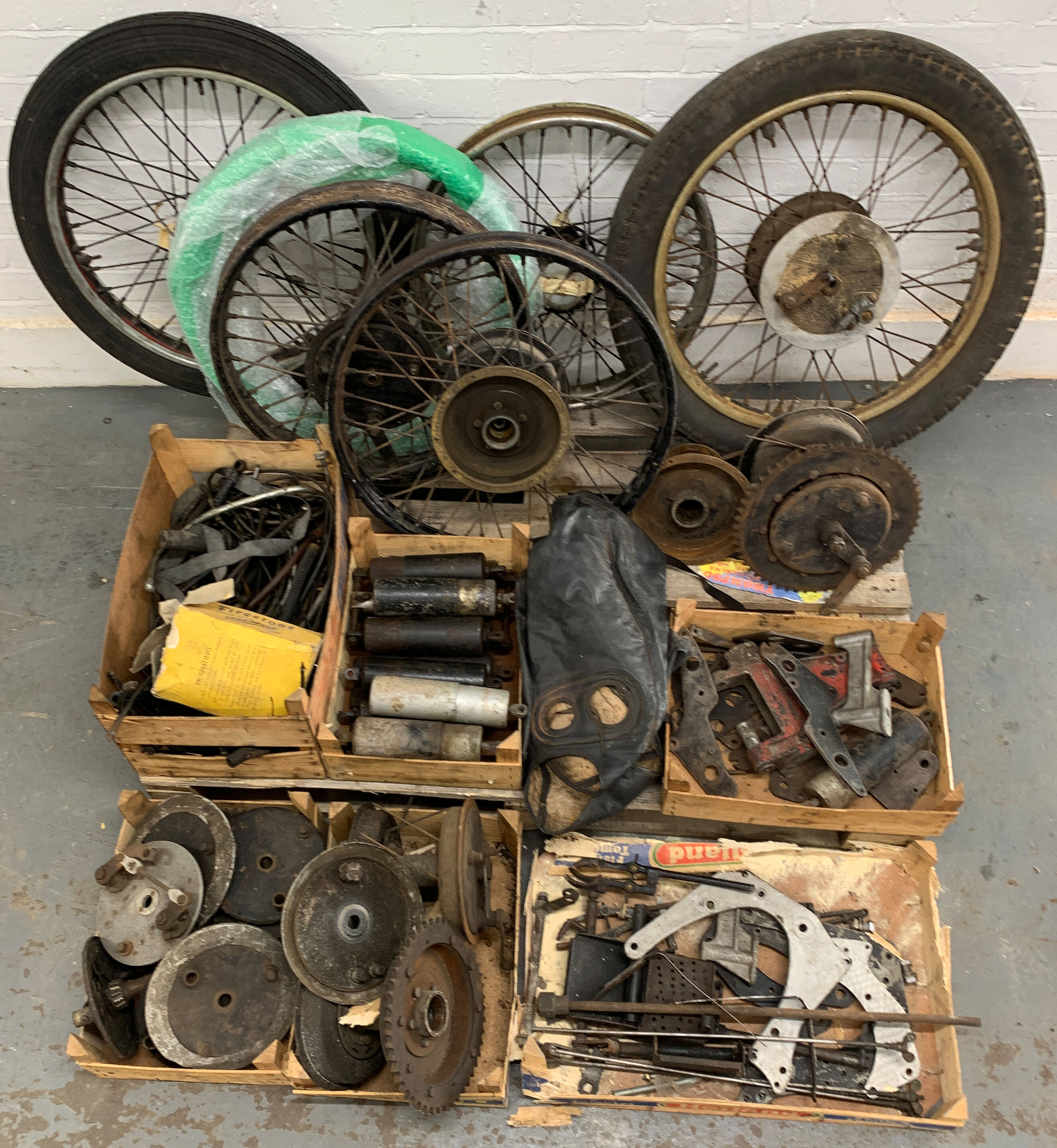 Bonhams Cars : A quantity of Vincent wheels, brake plates and other ...