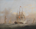Thumbnail of Nicholas Matthew Condy (British, 1818-1851) 'The Bellona Commanded by H.I.H. The Archduke Frederic of Austria leaving Plymouth Sept 16th 1842 accompanied by Admirals Sir David Milne & Sir S.Pym. & T. Fox Junr Esqr Austrian Consul' image 1