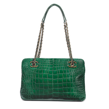 Bonhams : Chanel a Shiny Green Alligator Small Shopping Bag Metiers d ...